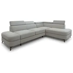 ECKSOFA AVISE Q R-S Hellgrau Boucle-Stoff mit Schlaffunktion