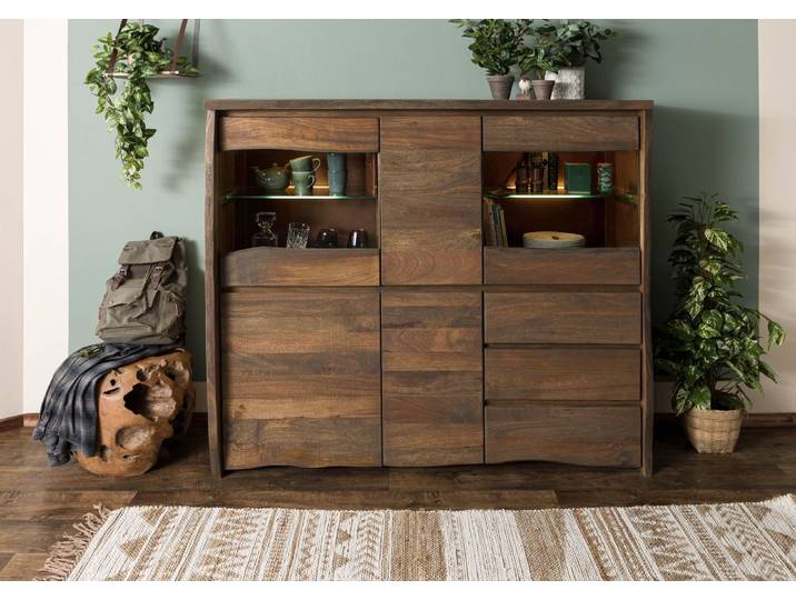 Highboard Mango 166x48x145 braun geölt PURE MANGO #200