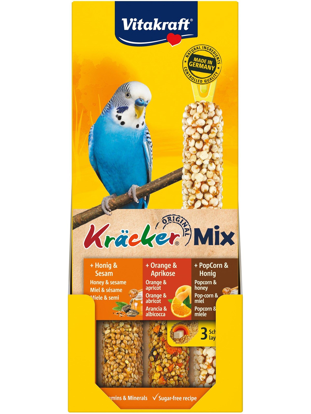 Vitakraft - Kräcker Mix Honey/orange/popcorn for budgie 80g