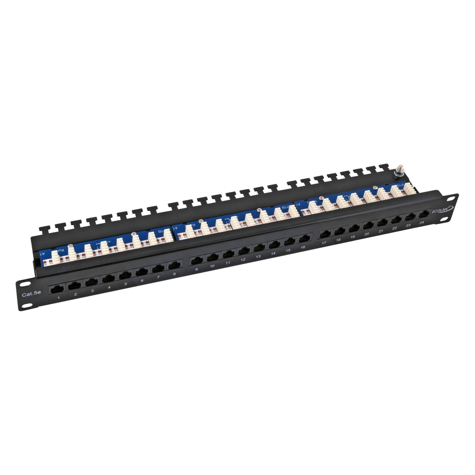 EFB Elektronik ECOLAN Patchpanel Cat.5eUTP 48,30cm (19")/1U 24xRJ45 schwarz (11324123)