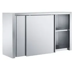 VM Europa Edelstahl Wandhängeschrank, Premium, montiert: 120 cm / Schiebetüren / fertig montiert