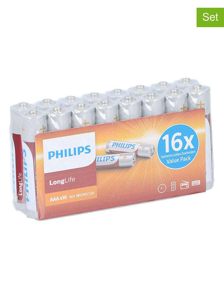 Philips 2er-Set: AAA-Batterien R03 - 2x 16 Stück - onesize
