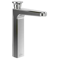 Villeroy & Boch Einhebel-Waschtischarmatur Vea, Chrom, 47.5 x 203 x 261 mm, erhöhte Standmontage mit verstellbarem Strahlregler und AirPlus-Technologie