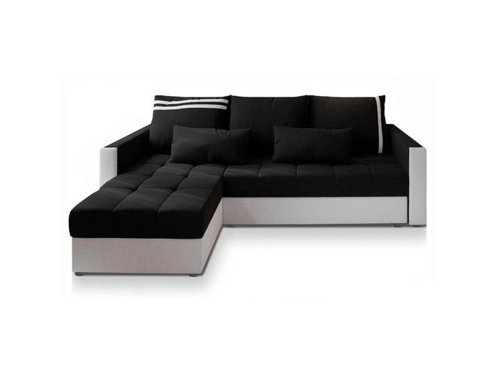 ECKSOFA KOS PIK Schwarz Dünner Stoff mit Schlaffunktion