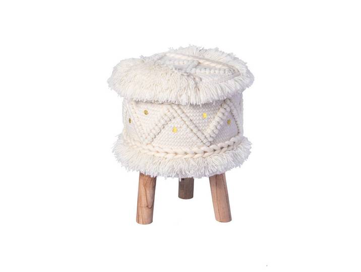 Kayoom Hocker, Creme, Holz, zylindrisch, 38x50x38 cm, Wohnzimmer, Hocker, Sitzhocker