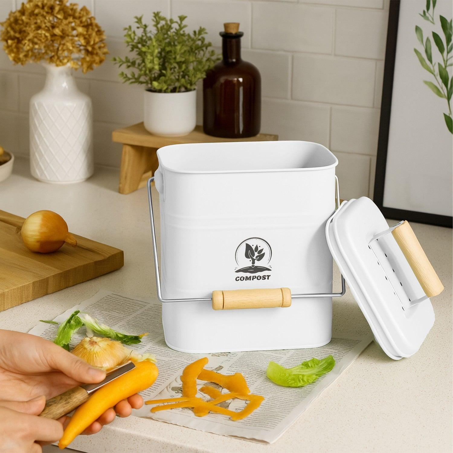 Northix Keukencompostbak, 3,5 liter, geurwerend met filters