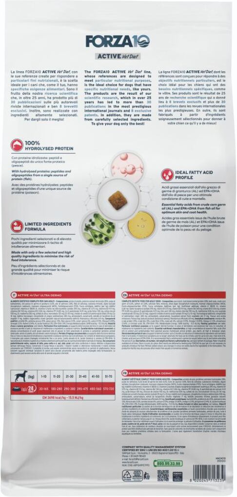 Forza10 Dog Active Vet Diet Ulta Dermo con Pesce 10KG