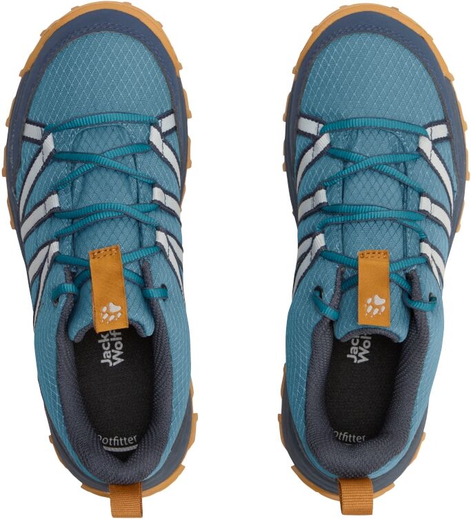 Wanderschuh JACK WOLFSKIN "WILD HIKE TEXAPORE LOW K", Kinder, Gr. 40, galapagos, Synthetik, Textil, Schuhe Wanderschuh, Outdoorschuh, Trekkingschuh, wasserdicht galapagos 40