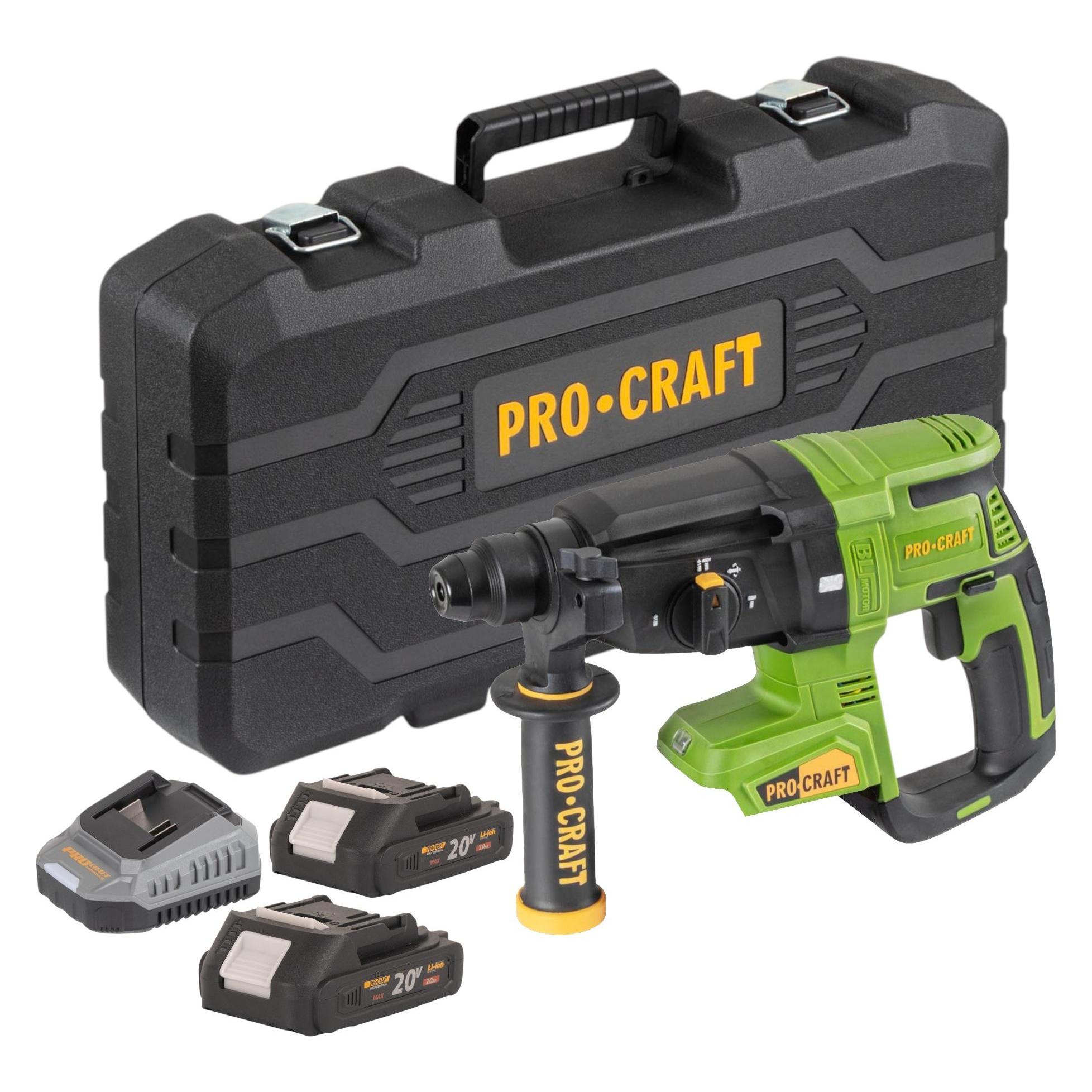 Procraft PHA40bb-c Akku Bohrhammer 20 V 2,6 J SDS plus Brushless + 2x Akku 2,0 Ah + Ladegerät + (Bohrhammer) (PHA40-bb-?)