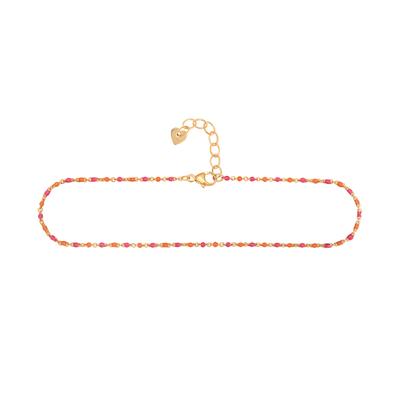 Armband CAÏ "925 Silber vergoldet Email in pink und orange", rosa (gelb), Armbänder, Damen, 15+4cm, Silber 925 (Sterlingsilber), glänzend, Armband