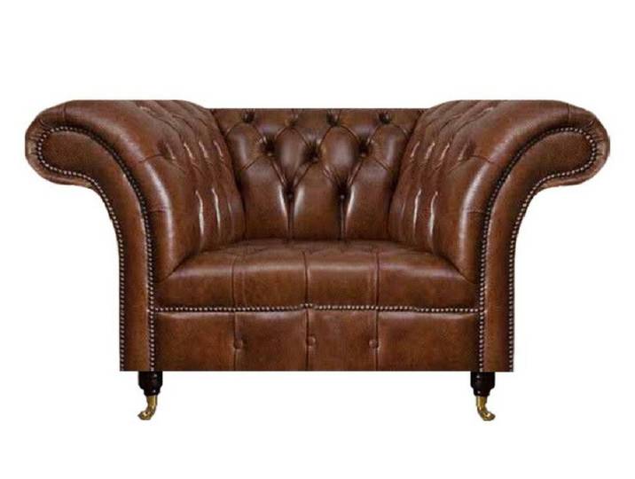 JVmoebel Chesterfield-Sessel Brauner Kunstledersessel im klassischen Chesterfield-Design (Sessel), Made in Europa