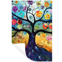 WANDTATTOO Kunst - Baum des Lebens - Blumen - Hippie Wandaufkleber 80x120 cm
