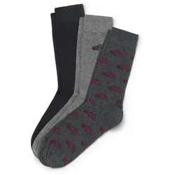 Tchibo - 3 Paar Socken - Herren - Gr. 44-46 - hellgrau/print