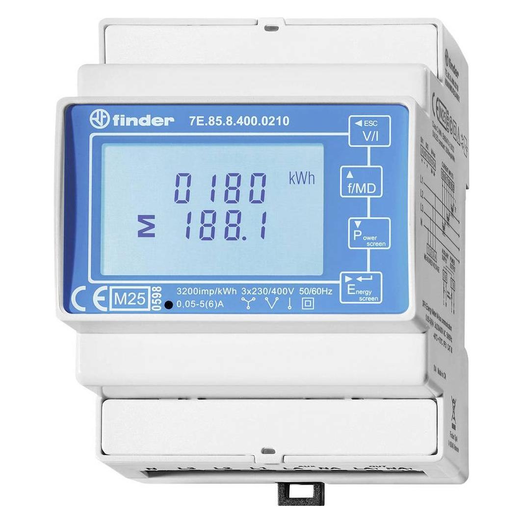 Finder Dreiphasen Multifunktions Zweitarif-Energiezähler Modbus (7E.85.8.400.0212)