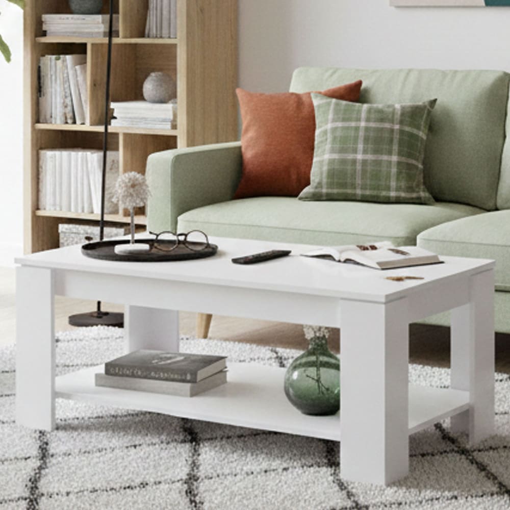 Dmora Table basse effet bois blanc 102x43 cm Blanc 102x50x43cm