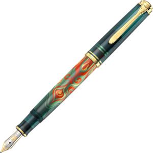 Pelikan Füller Souverän M600 Art Collection Rudi Rother, grün, 14-Karat Bicolor-Goldfeder F