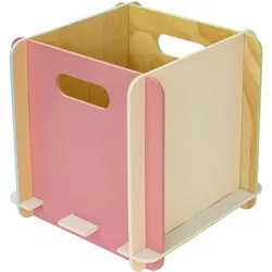 HMF Aufbewahrungsbox aus Holz zum Zusammenstecken, passend für Bücherregale, 25 x 25 x 25 cm, Mehrfarbig