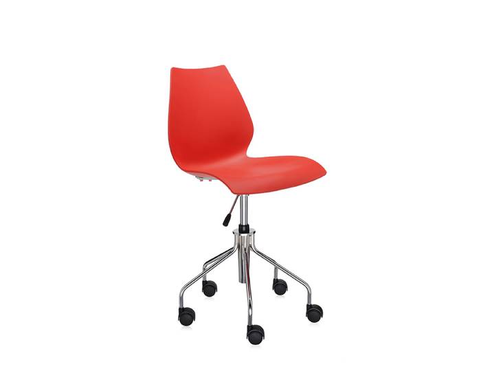 KARTELL chaise à roulettes MAUI (Pourpre - polypropylène coloré dans la masse / acier chromé)