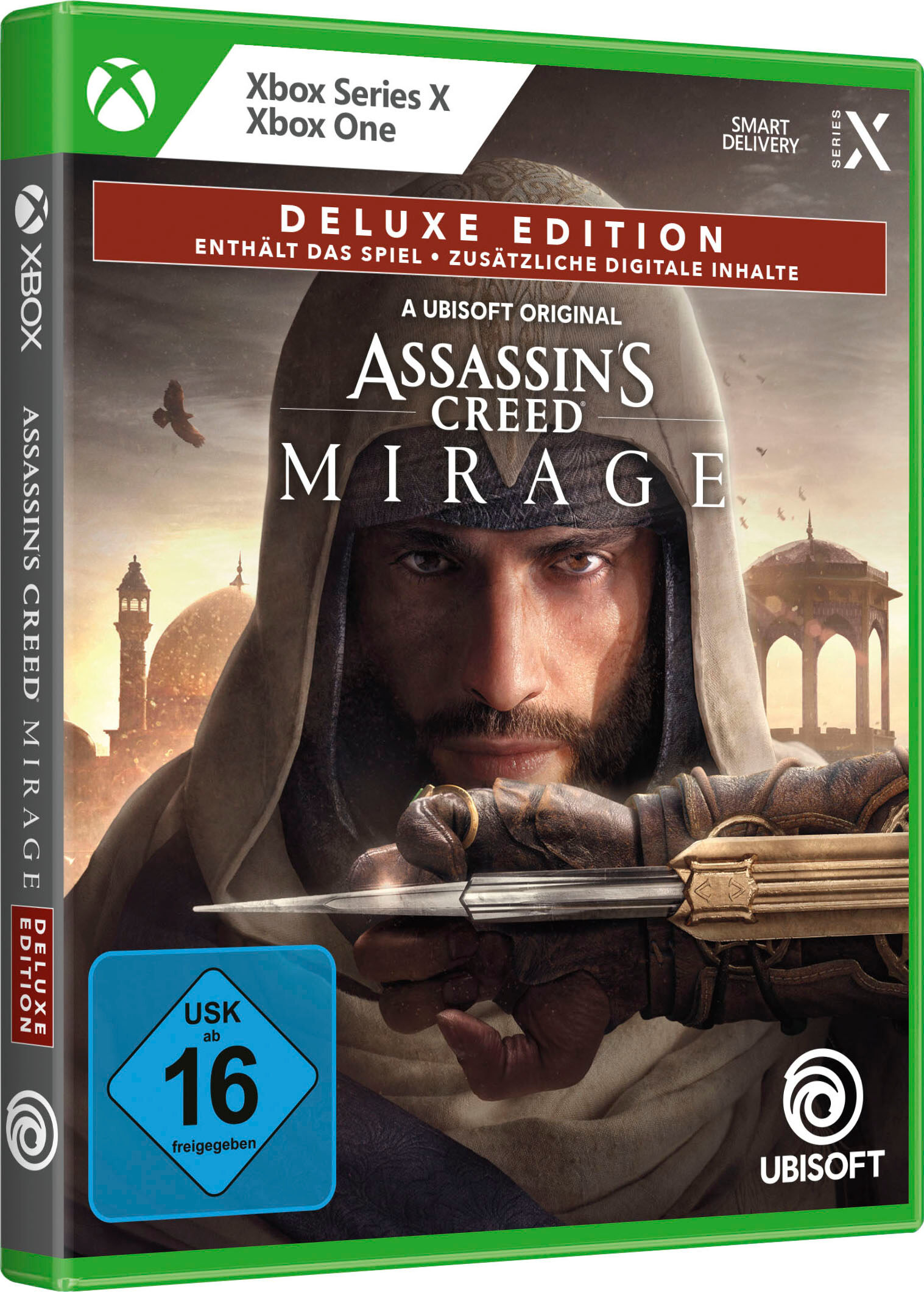 UBISOFT Spielesoftware "Assassin's Creed Mirage Deluxe Edition –", braun (weiß, neutral), Xbox One, Spielesoftware, Spielesoftware