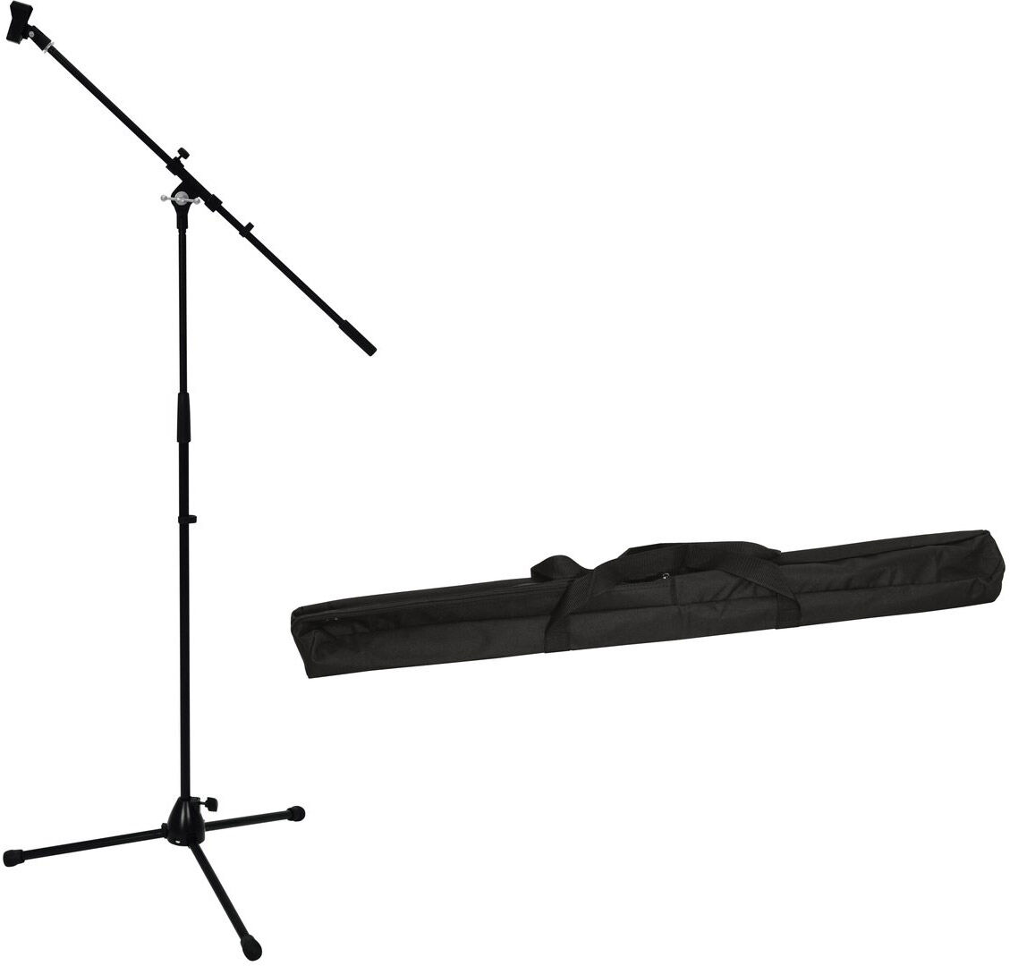 Omnitronic Set Mikrofonstativ Mit Galgen Pro Schwarz + Tasche
