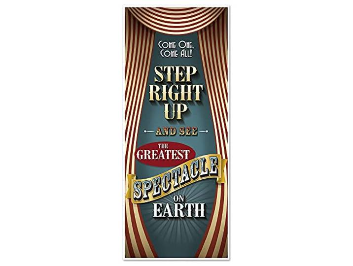 Deurdecoratie vintage circus 76 x 182 cm