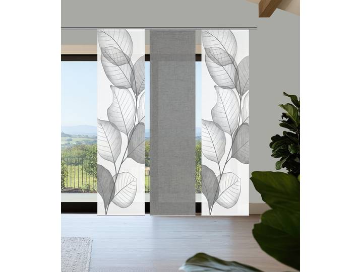 Schiebevorhang Yule 60 x 260 x 1cm Grau/Grau 3er Set