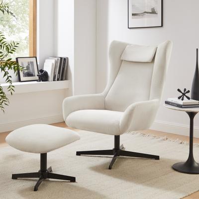 Sessel SALESFEVER "Savannah Bequemer Sessel", beige (beige, schwarz), B:82cm H:106cm T:85cm, Cordstoff (92% Polyester, 8% Polyamid), Metall, Sessel, Sessel, mit Drehfunktion