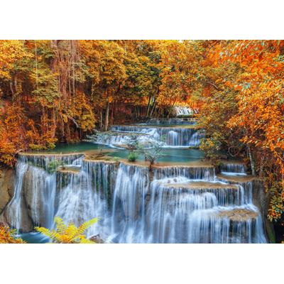 Fototapete PAPERMOON "Autumn Waterfall Thailand", bunt, B:3,5m L:2,6m, Vlies, Tapeten