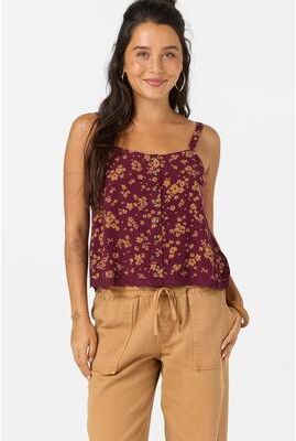 O'Neill s Brynn Maya Floral Tank Top in Fig, Size XS, Linen/Viscose