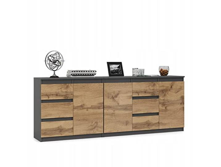 VBChome Kommode Graphit – 120x35x75 cm & 80x35x75 cm, Grifflose Schubladen, Vielseitiger Mehrzweckschrank für Flur, Schlafzimmer, Wohnzimmer & Kinderzimmer