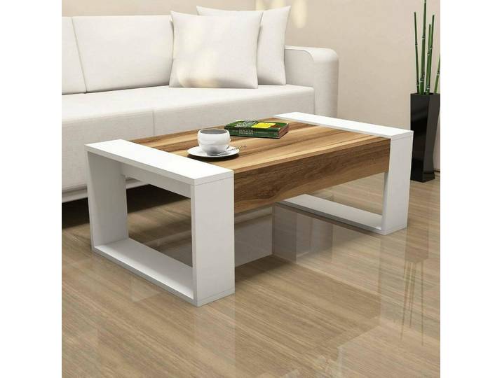 Kaffa - Table basse\, 102x60x38h cm Noyer brun\, Porte-revues