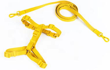 Inspire Picks Macaron Dual Head Pet Harness & Leash Set Adjustable Vest For Small & Medium Dogs yellow s