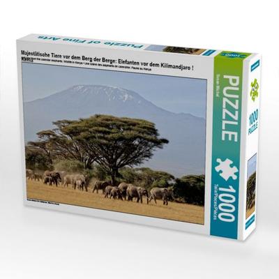 CALVENDO Puzzle Majestätische Tiere vor dem Berg der Berge: Elefanten vor dem Kilimandjaro ! Kenia | 1000 Teile Lege-Größe 64x48cm Foto-Puzzle für