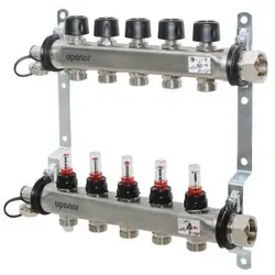 Uponor Vario S Heizkreisverteiler 1086539 Edelstahl, FM 3 x 3/4 Eurokonus, als Komplettverteiler