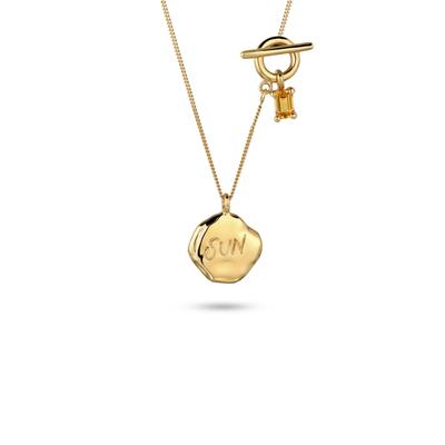 Kette mit Anhänger ELLI "Halskette Citrin Gelb T-Bar Plättchen 925 Sterling Silber vergoldet" Gr. 45, gold, Halsketten, Damen, Silber 925 (Sterlingsilber)