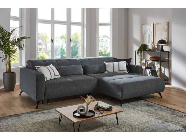 Ecksofa mit Motor & XXXL- Sitzvorzug Stoff