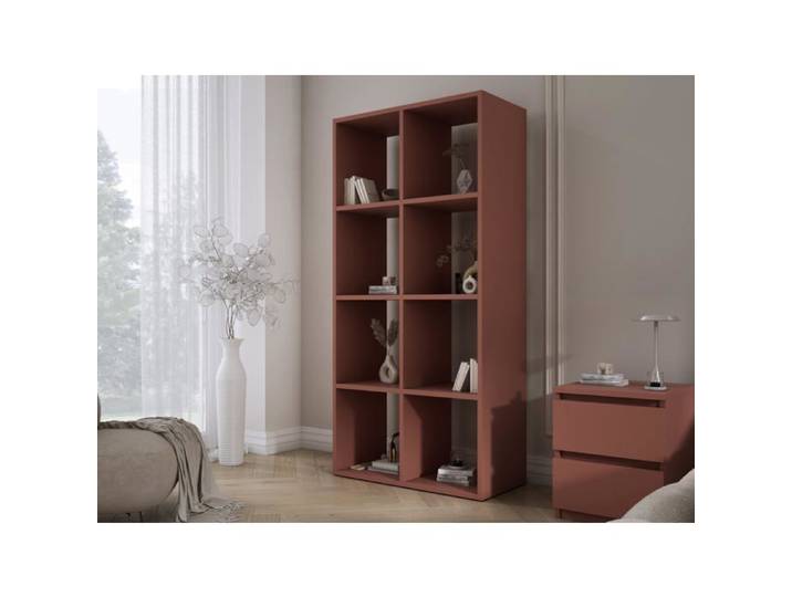 Bibliothèque à 8 compartiments – rouge brique – 147 × 74 × 30 cm verticale ou horizontale
