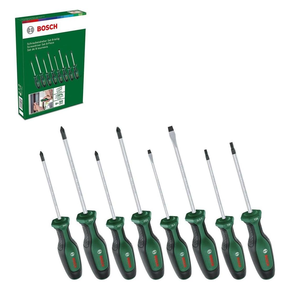 Bosch Home & Garden Schraubendreher Set (Phillipps-Kreuzschlitz (PH), Pozidriv-Kreuzschlitz (PZ), Schlitzschrauben, TX) (1600A02BX8)