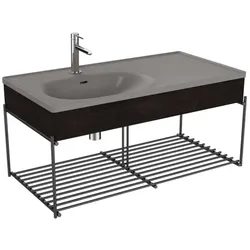 VitrA Equal Möbelwaschtisch-Set 66061 102,5x52cm, Möbelwaschtisch asymmetrisch, steingrau matt, mit Holzblende ulme
