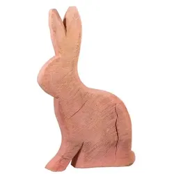 Bunte Hasenfigur Pappelholz sägerau - Einzigartiges Deko-Element für Ostern pink...