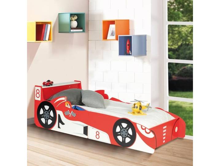 IDMARKET Lit enfant voiture formule 1 TEDDI 70 x 140 CM rouge