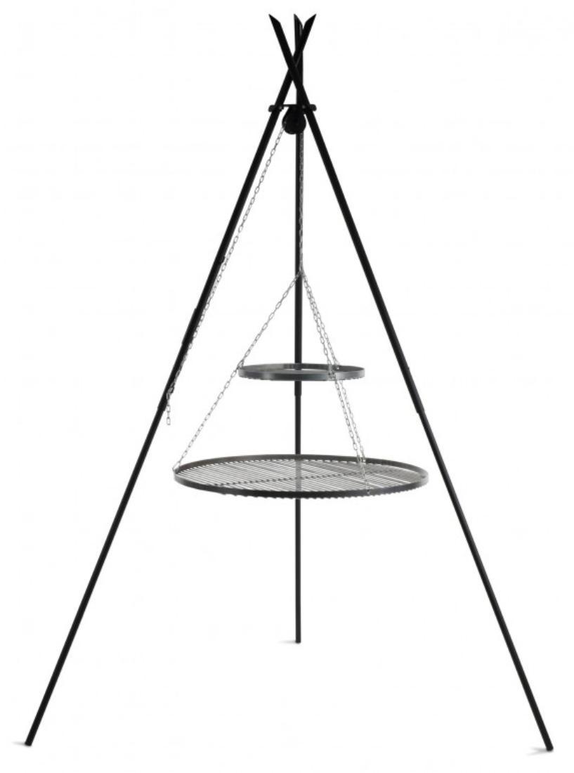 Schwenkgrill "TIPI" 210 cm - Doppelrost aus Rohstahl 70 cm + 40 cm