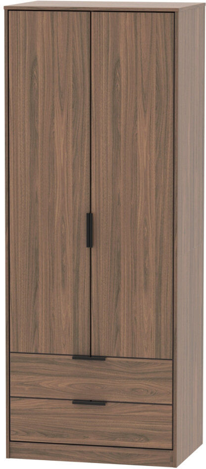Ebern Designs Fully Assembled Fallah Hong Kong Wardrobe Walnut Wood Veneer 197cm H X 74cm W X 53cm D