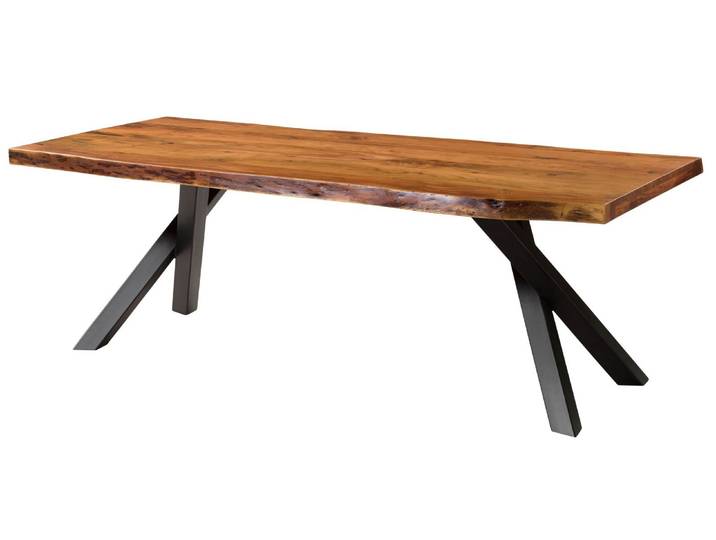 Baumtisch Akazie 220x100x76 natur lackiert / A-Gestell anthrazit matt FREEFORM 5
