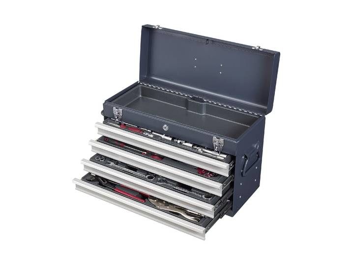 Werkzeugset KRAFTWERK Basic 1/4 +1/2 , silber (schwarz, silberfarben), B:21,9cm H:34cm L:53,3cm, Werkzeugsets, Werkzeugset