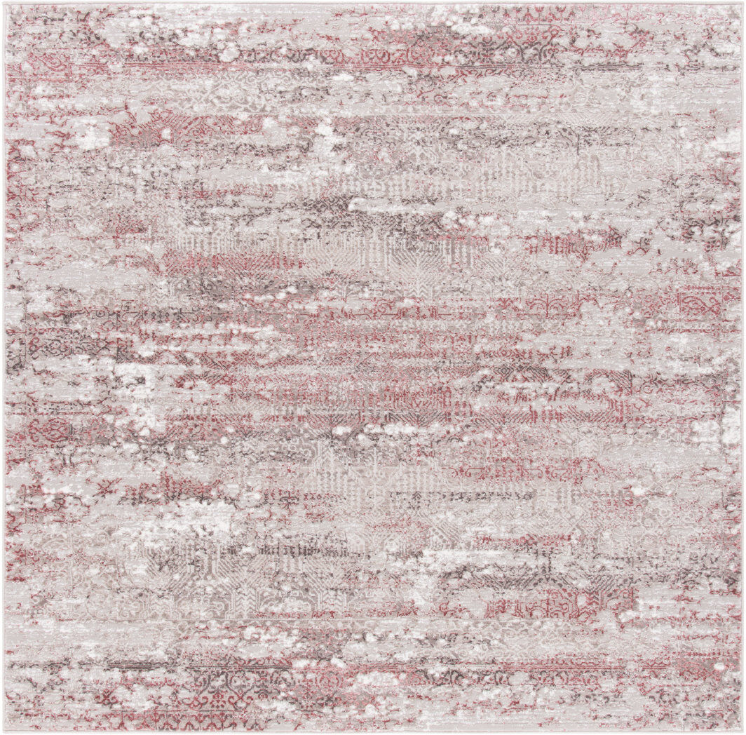 Borough Wharf Washable Area Rug Beige / Pink Square 201 cm