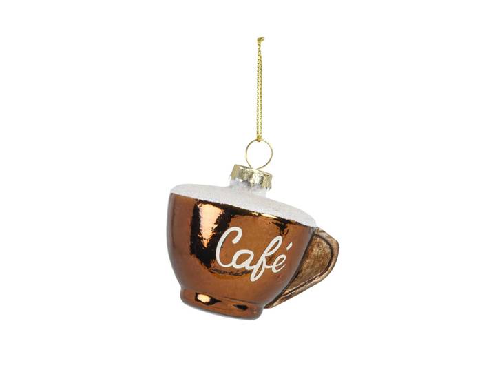 Weihnachtsdeko Tasse zum Aufhängen, gold und weiß