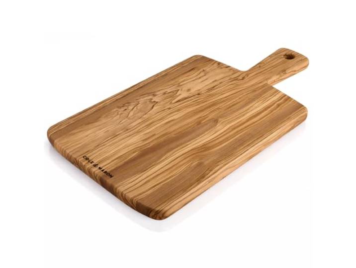 Cole & Mason Portobello Servierbrett mit Griff, Olivenholz, 46 x 27 cm Servierbrett Holz für Küche, Brett zum Servieren von Käse, Snacks, Speisen, Vorspeisen, Obst, Holzbrett Deko, groß