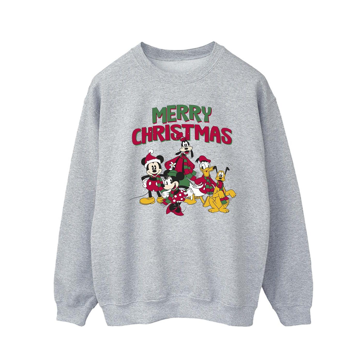 Disney Heren Mickey Mouse Vrolijk Kerstfeest Figuren Sweatshirt (Sportgrijs)