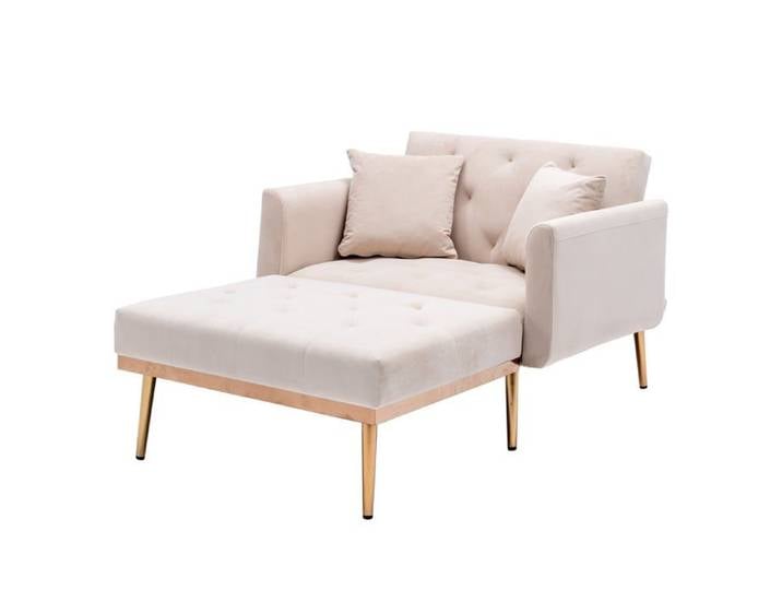 Logidon Fauteuil Relax Moderne Dossier Réglable en Velours Beige